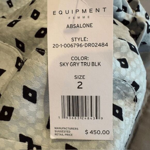 NWT Equipment Femme Absalone Shirt Dress "Sky Gray True Black" Size 2 - Picture 10 of 15